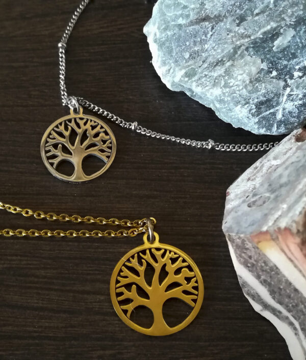 collana in acciaio inossidabile con ciondolo albero della vita