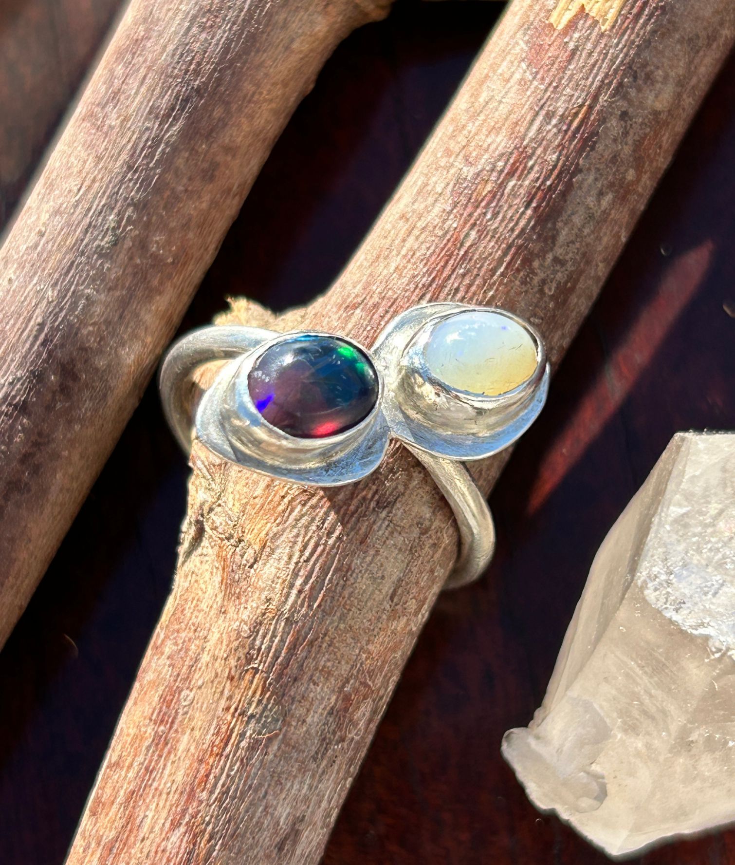 universenature-anello double opals 6